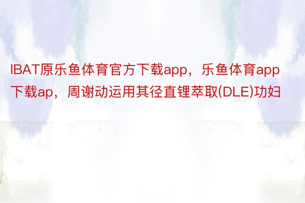 lBAT原乐鱼体育官方下载app，乐鱼体育app下载ap，周谢动运用其径直锂萃取(DLE)功妇